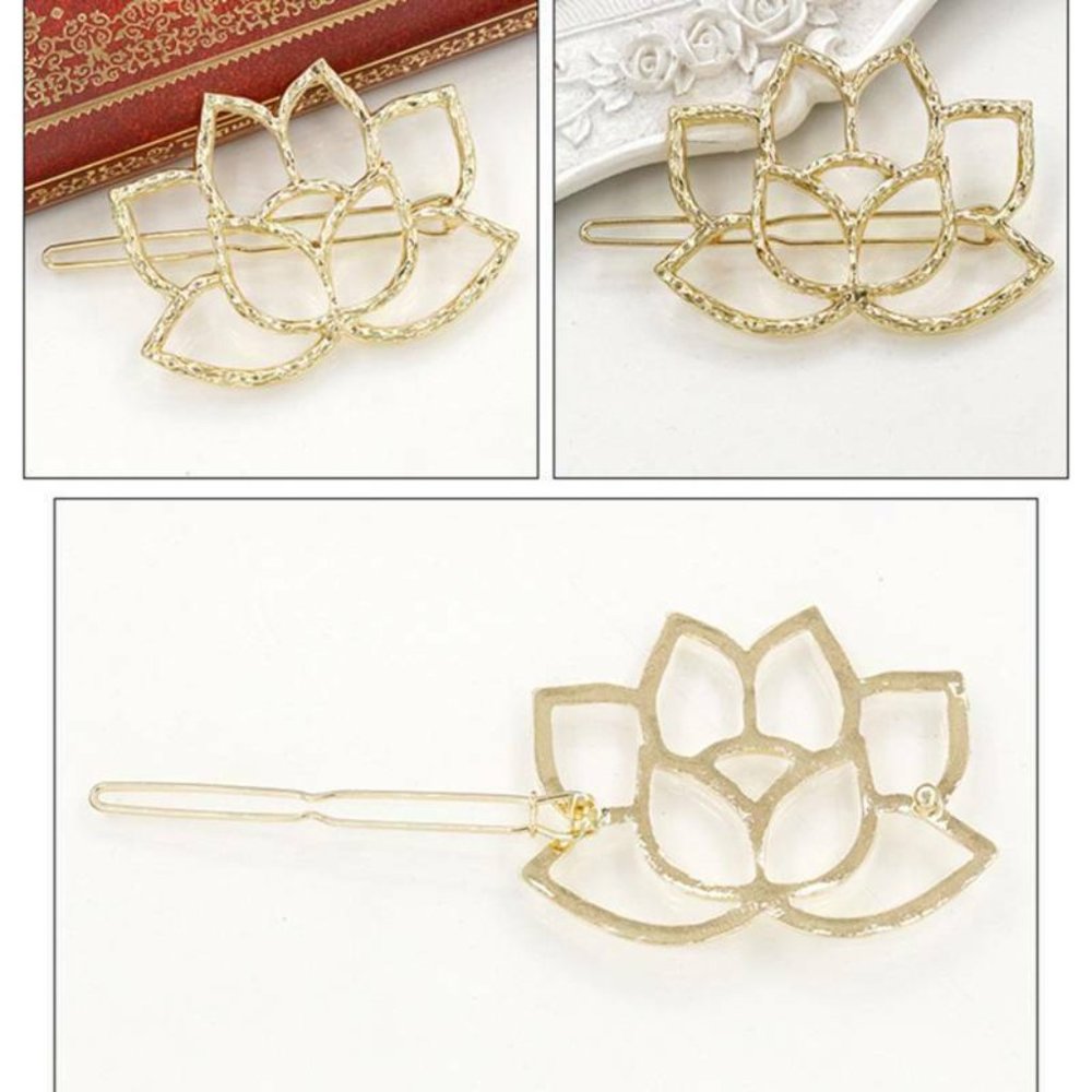 NWOT Gold Lotus Hair Pin - Picture 9 of 12